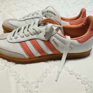 Adidas Samba White and Coral Sneakers NEVER WORN